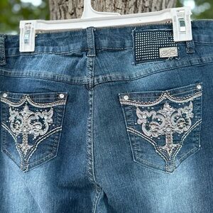 One 5 One Y2K Blue Jeans with Silver Embellishments